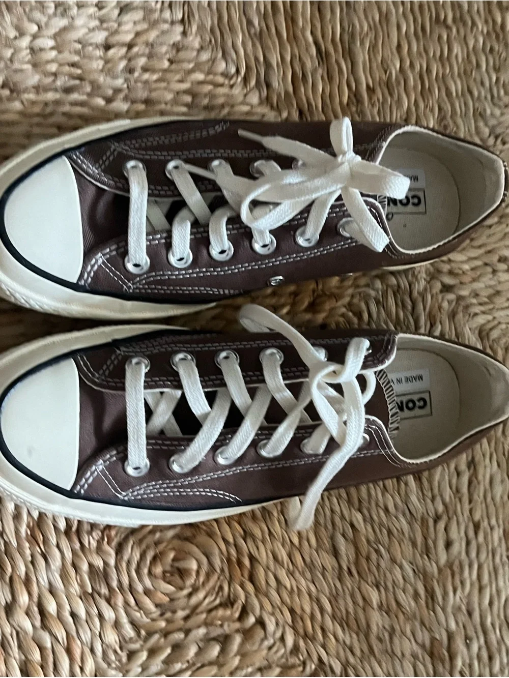 Converse Low Top Sneakers in Brown with White Accents